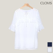 클라비스 가슴프릴 번아웃 블라우스 CVBW93706M