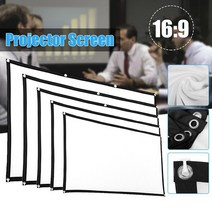 빔프로젝터 스크린 전동 대형 가정용 캠핑 100인치 120인치 DIY 프로젝터 60/100/150 인치 홈 시네마 4k 3D HD 프로젝션 커튼 폴리 에스테르 설치 후크 포함, [02] 84 인치