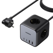 유그린 DigiNest Cube 65W GaN 멀티탭 겸용 PD 멀티고속충전기 CD268, 블랙