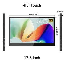 17.3 인치 4K 터치스크린 휴대용 모니터 100% 어도비 HDR400 미니DP HDMI 게임 디스플레이 휴대폰 노트북 Xbox PS4/5 스위치용 3840x2160, [01] 173 inch 4K touch, [04] 미국 플매트 카펫 러그