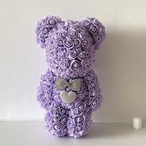 장미곰돌이 미니 프로포즈 졸업 꽃 다발 웨딩 촬영폭력적인 장미곰 인조 꽃 로즈 테디 베어 여성용 발렌타, 02 Purple_02 38cm