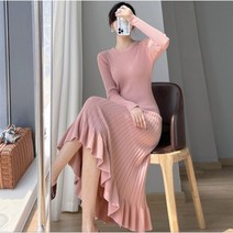 가을 겨울 하객 머메이드 니트 상견례 옷차림 결혼식하객룩 홀가먼트 주수 원피스