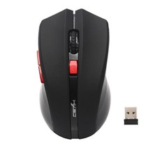 2400DPI 조정 가능한 2.4G 무선 6 버튼 광 게임용 마우스(USB 어댑터 포함), ABS, 트랙볼, 블랙