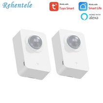 차임벨 경보기 무선벨 문열림센서 도어센서 음성안내기 센서벨 도어벨 tuya wifi pir 모션 센서 스마트 감지기 홈 무선 미니 센서 적외선 인간 모션 배터리 구동 보안 알람, 2개