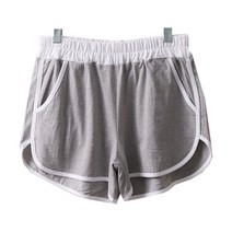 베이지 랍바 밴딩 배색 반바지 여성 빅사이즈 3부 포켓 팬츠 28-38