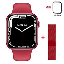 2022 new iwo 14 watch hw22 plus 시리즈 7 smartwatch 남성 여성 스포츠 피트니스 트래커 음악 ios android 선물 dropshipping, 빨간 얇은 강철 벨트