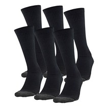 언더아머 퍼포먼스 테크 크루 양말3 6 팩, Black (6-pairs)