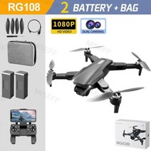 접이식 쿼드콥터 RC 드론 RG108 4K HD 듀얼 카메라 전문 항공 사진 장애물 회피 브러시리스 헬리콥터, Black 1080P 2B