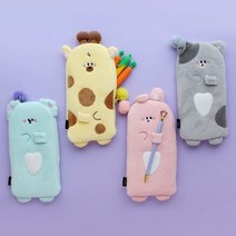 핑크풋 동물친구들 슬림필통 초등 고등 학생 중학생 대학생 필통 봉제 펜파우치, 7000동물친구들슬림필통 기린 옐로우