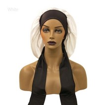 남녀공용 새틴 솔리드 수면 모자 헤어 케어 보닛 나이트 캡 너트 샤워 터번, white black border