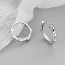 순금 링 귀걸이 여자 LIVVY 패션 크리 에이 티브 실버 컬러 대나무 Slub 상감 지르콘 Hooped 여성 절묘한 수제 선물