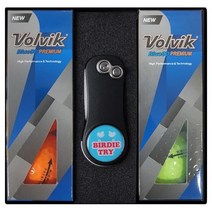 볼빅 블루 90 PREMIUM 컬러 골프공 2피스 6구 랜덤 발송 + 피치픽스 비틀 그린보수기 세트 블랙 1세트, 6개