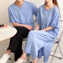 커플 시밀러룩 피그먼트 워싱 면 무지 반팔 티셔츠