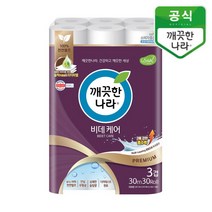 깨끗한나라 비데 케어 화장지 30m, 1팩, 30롤