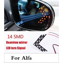 2017 14SMD LED 화살표 패널 사이드 미러 표시기 알파 로메오 깜빡이 147 156 159 166 4C 8C BRERA, White