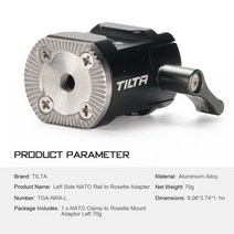 TILTA TGA-NRA-R/L 오른쪽 나토 레일 로제트 어댑터 및 왼쪽 DJI Ronin RS2 RS3 pro RSC2 와 호환, CHINA_Left Side