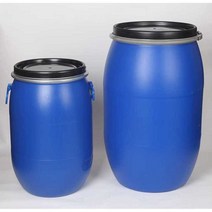 플라스틱 말통 원형 드럼통 발효식품 약품 폐기물 저장, 60L 두꺼운 철제 후프 배럴 블랙