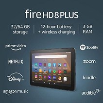 아마존 파이어 HD 8 Plus 태블릿 64GB 2020 출시, Wi-Fi, 500GB, 슬레이트, Without Lockscreen Ads