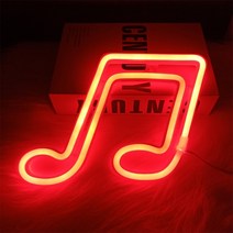 무드등LED 네온 조명 음악 노트 야간 램프 콘서트 벽 침실 배터리 USB 전원 파티 집 장식용, 01 Red