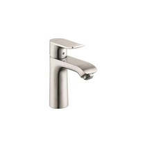 한스그로헤(hansgrohe) Hansgrohe Metris 모던 업그레이드 설치가 쉬운 손잡이 1개 17.8cm(7인치) 높이 욕실 싱크 수도꼭지 크롬 31080001 [미국 직, Brushed Nickel