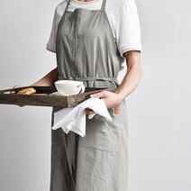 (무료 자수각인) 베이직 린넨앞치마_2포캣 가벼움, 1개, 그레이