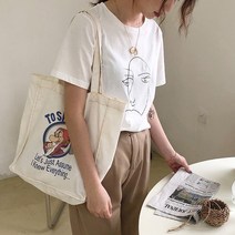 스타일자키 마법사 아이보리 캔버스 스티치 에코백