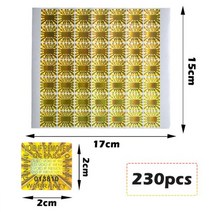 20x20mm 골드 보증 스티커 보안 인감 홀로그램 일련 번호 라벨, 230pcs