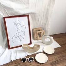 헨리 마티스 라인 아트 흑백 액자 레트로 감성 홈 갤러리, 11 인치_마호가니