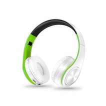블루투스 이어폰 HIFI 스테레오 헤드폰 음악용 SD 카드 헤드셋 FM 지원 마이크 포함 휴대폰 태블릿 샤오미 아이폰 호환 삼성, [10] White green