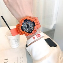 어린이방수시계 해적왕 연판장 손목시계 여성 무드 초 고등학교 남자 트렌드 유니콘 전자시계 2715637934, 오렌지색 블랙 은으로 만든 (케이스