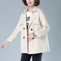 숏트렌치코트 여성 숏바바리 빅사이즈 패션 봄 루즈핏 안감 짧은 더블 브레스트 다목적 캐주얼 여자 자켓