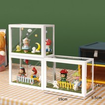 테라리움 만들기 피규어 사각 유리병 용기 케이스 미니어처 장식장 보관함 진열대, 화이트3개입