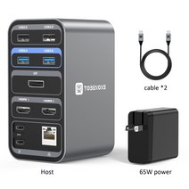 도킹스테이션 Tobenone 듀얼 모니터 디스플레이 도킹 스테이션 윈도우 노트북용 HDMI VGA RJ45 USB C 스플리터 허브 2 개 포함 4K 60Hz, 01 UDS18-DP