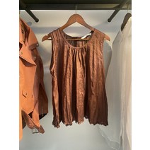 [KYO컴퍼니] ZARA 라운드넥 민소매 블라우스 조끼 모시셔츠 브라운