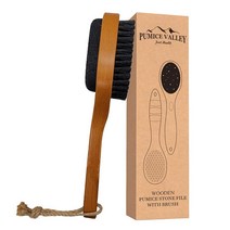 발 및 브러시용 경석 핸들 2in1 샤워용 페디큐어 스크러버 굳은살 갈라진 뒤꿈치 죽은 건조한 피부 제거용 브러시가 있는 양면 풋 파일 USA 미국, 1개