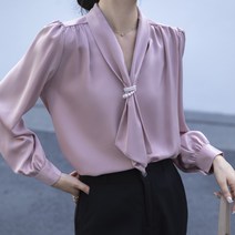 비앤에이치스타일 스카프 진주 매듭 블라우스 226