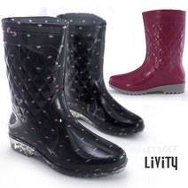 LIVITY 퀄팅 27cm 롱 투명 레인부츠 젤리슈즈 아쿠아슈즈 S495