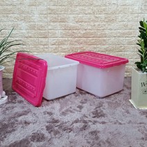 SC리빙클럽 대용량 리빙박스 수납정리함 58리터3개 색상선택, 핑크
