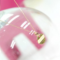 14K Gold 웨이브코인 각인 목걸이