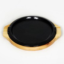 [키친앤리빙] 무쇠 맥반석 스테이크판 불판 철판 그릴팬, 원형 중(15.5*15.5*2), 1세트