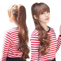 가발나라 묶음형 포니테일(달비) 샤이닝 롱 웨이브 부분가발, 쵸코브라운, 1개