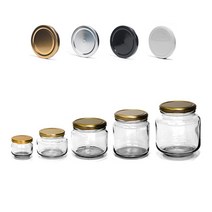 글라스락 [삼광유리] 낮은 유리병 시리즈, 골드뚜껑, 100(L)*4, 100ml, 1개