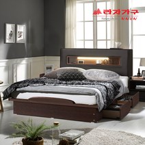 라자가구 아이크 3단조절 LED 가죽 평상형 서랍형침대_SS_Q, 03.아이크3단LED 서랍형침대-SS-초코브라운, 01.프레임(매트 별도)
