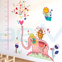 미래몰 키재기 포인트 벽지 스티커, 러블리코끼리 키재기