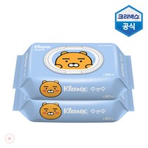 크리넥스 수앤수 캡 라이언 물티슈, 80매, 2팩
