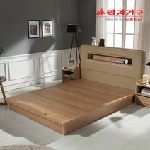 라자가구 아이크3단LED 평상형침대 프레임 퀸Q, 화이트