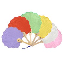 (국내제작)한지 연옆선부채, 주황