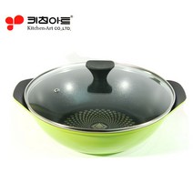 키친아트 통주물 멀티웍 볶음팬 전골냄비 궁중팬, 멀티웍28cm-그린, 그린