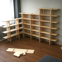 JWK 토파즈 브라운 일파만파 원목 북선반 책장 거실장 유닛, 무도장소나무800선반다리높이39cm1단