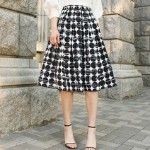 탑샤인 샤벨 미디플레어스커트 프린트 나염 도트 땡땡이